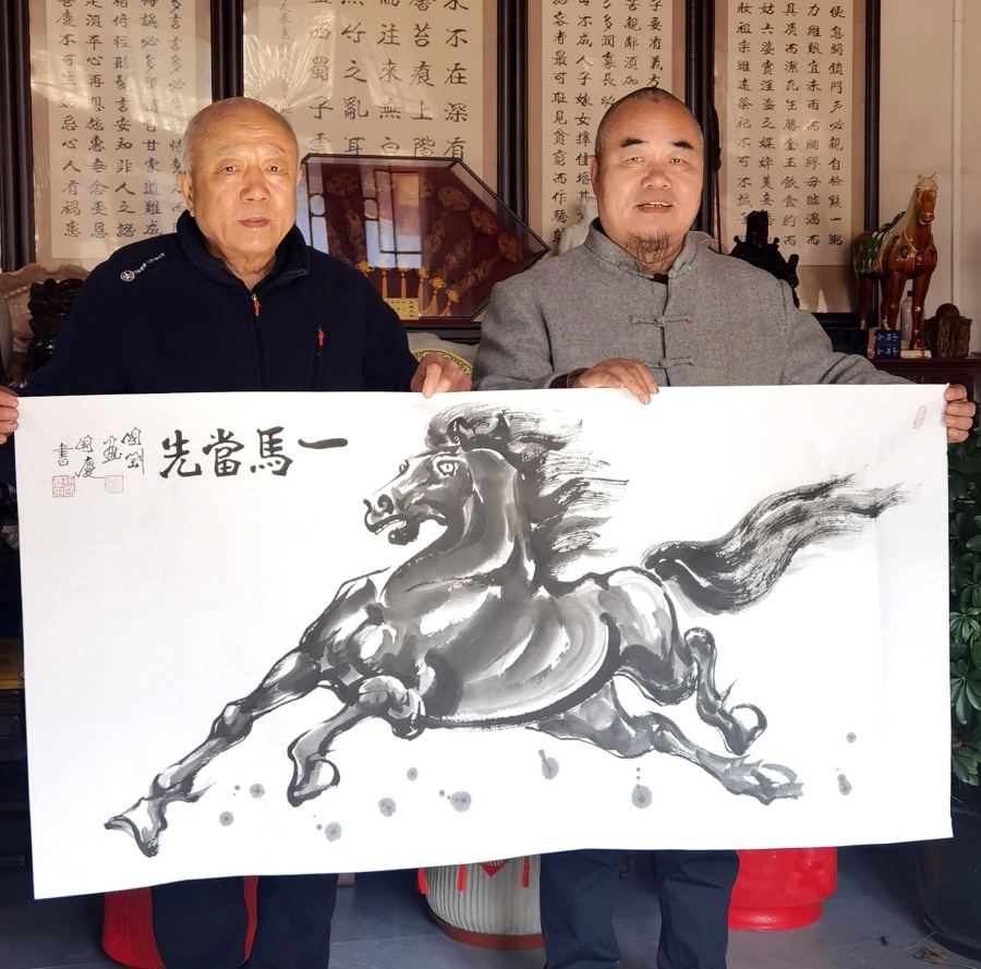 著名书法家柳国庆、福马画家潘国刚在京联袂创作精品画作
